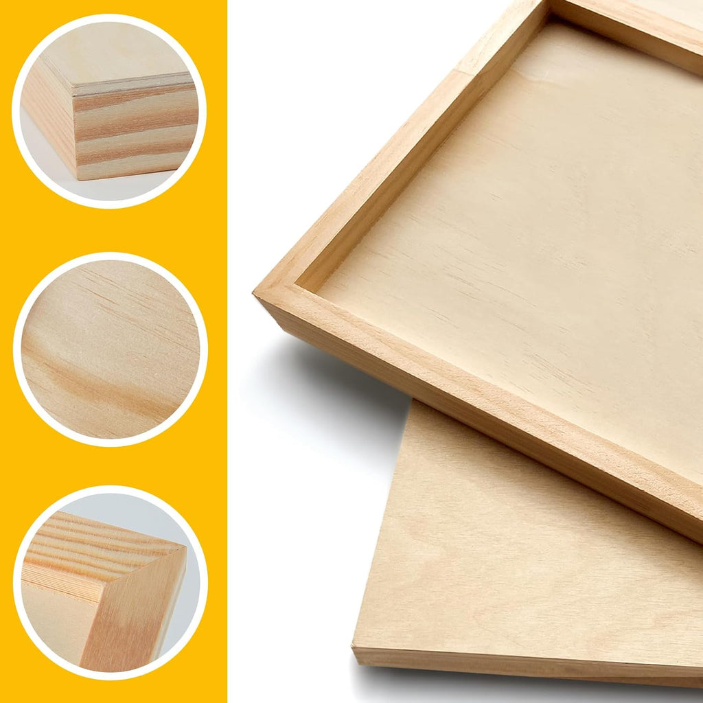 Falling in Art 2 Pack Unfinished Wooden Canvas Panels, 36x48 Gallery Birch Wood Panels Kit, 1 1/2' Deep Art Cradle Boards for Acrylic Painting, Pouring and Burning
