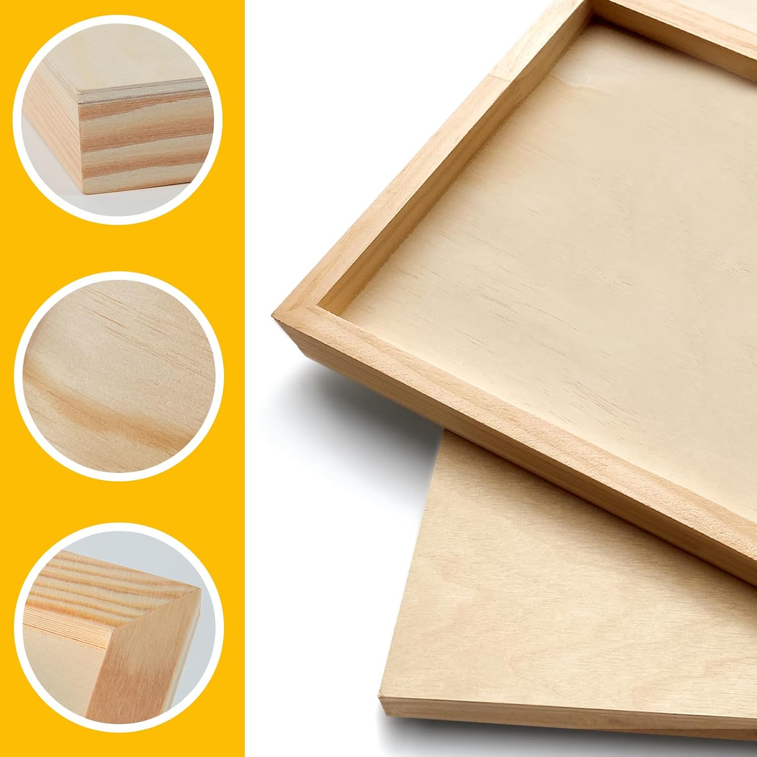 Falling in Art 2 Pack Unfinished Wooden Canvas Panels, 36x48 Gallery Birch Wood Panels Kit, 1 1/2' Deep Art Cradle Boards for Acrylic Painting, Pouring and Burning