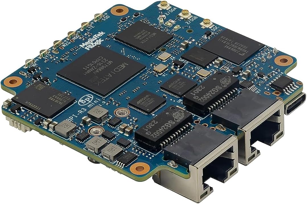 Banana Pi BPI-R3 Mini Wi-Fi 6 Wireless Dual-Band Router Board, OpenWRT Development Board, MediaTek MT7986 (Filogic 830) CPU, 2GB DDR4 RAM 8GB eMMC, Support M.2 NVMe SSD 2X 2.5GbE SFP Ethernet