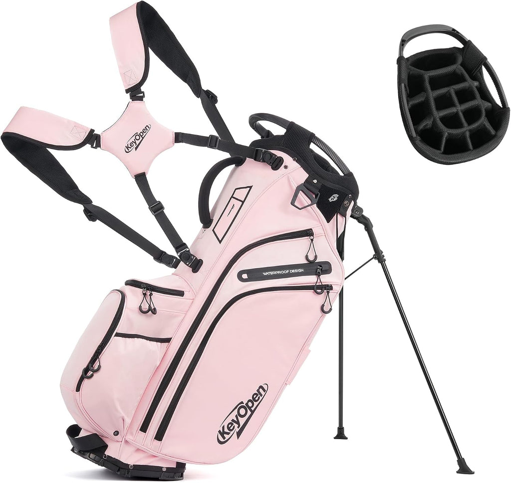 Lightweight Golf Stand Bag, 14 Way Golf Bags with Full Length Dividers for Men Women, Encrypted 900D Weather-Proof Club Carry Bag with Ergonomic Dual Strap, Cooler Pockets, 9 Pockets