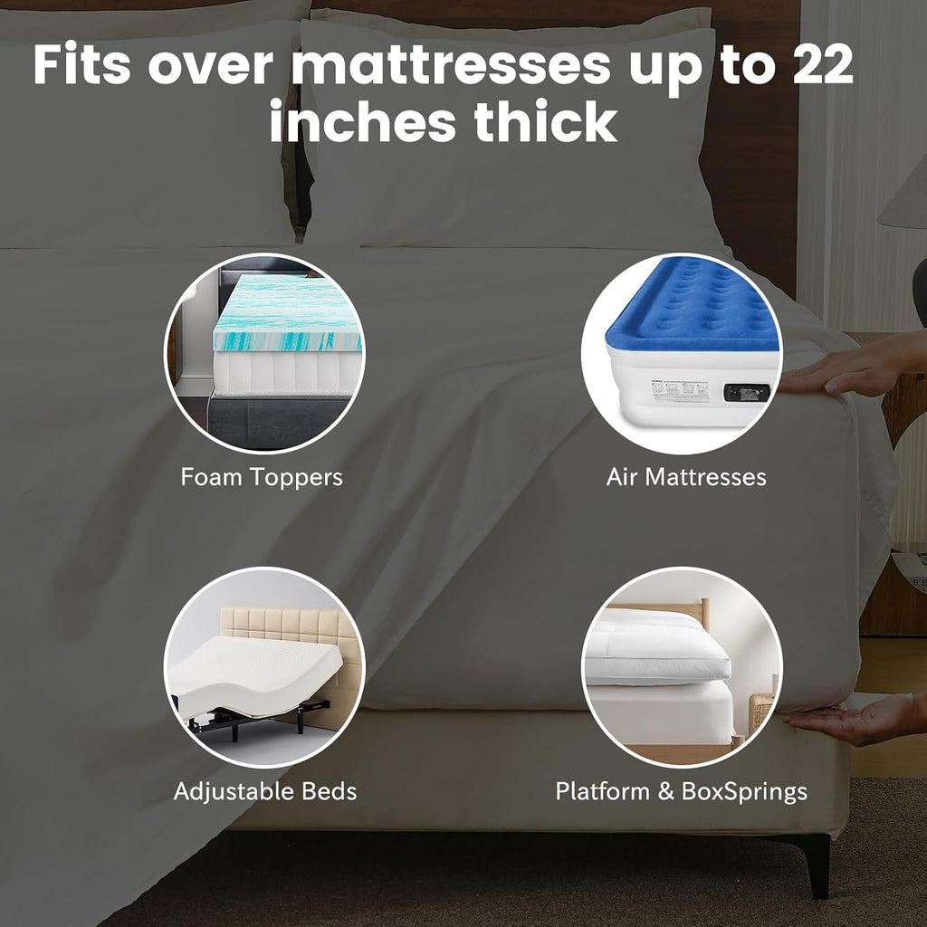 Bedlifes 100% French Flax Linen Sheets Set Queen Size - 6 Piece Extra Deep Pocket 18-24',Soft Breathable Queen Bed Sheets with Temperature Regulating & Moisture-Wicking(Taupe