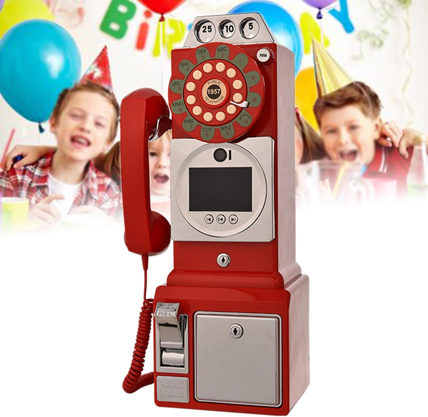 Audio Guest Book Wedding Phone, Audio GuestBook Receiption Record Voice Message for Weddings/Engagement/Celebration/Birthday/Party, Retro,Red