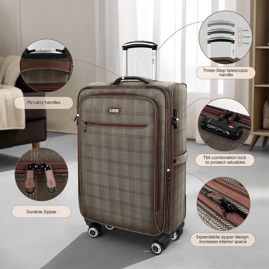 Expandable 20% Luggage-30 inch Luggage with Double Spinner Wheels-Softside Luggage w/TSA LOCK-Travel Luggage for Men Women,30''-COLOR-6