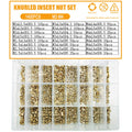1set Double Pass Copper Knurl Nut Brass Insert Thread Metal Lock Nuts Embedded Fastener Assortment Kit Set Box M2 M2.5 M3 M4 M5 M6(LSTH0088)