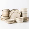 GBHOME 32 Pieces Double Bowls Ceramic Dinnerware Sets for 8, Stoneware Plates and Bowls Set with Reactive Glaze, Scratch Resistant Stoneware Dishes Set, Dishwasher & Microwave Safe