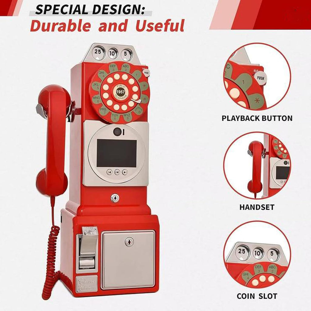 1080P Video Audio GuestBook Wedding Phone, 64G SD Card Customized Video Audio Guest Book Alternatives with Lens Recording for Birthday Party Anniversary Engagement Red