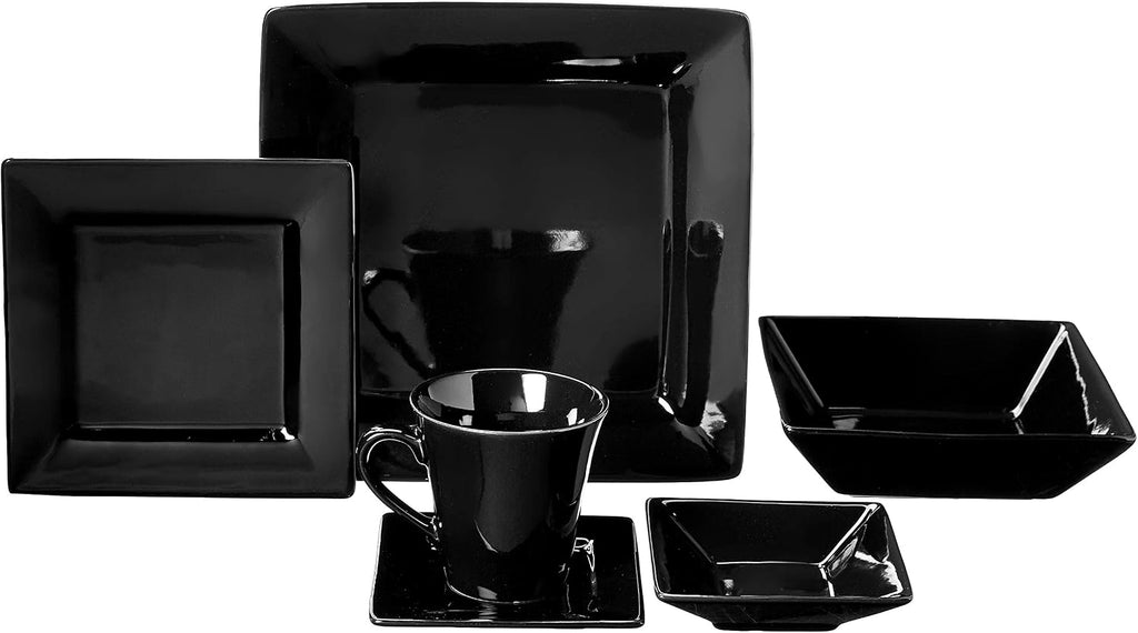 10 Strawberry Street Nova Square 45 pc Dinnerware Set, Black