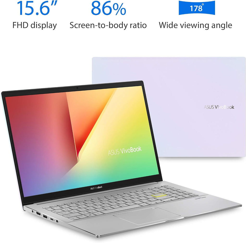 ASUS VivoBook S15 S533 Thin and Light Laptop, 15.6' FHD Display, Intel Core i7-1165G7 CPU, 16GB DDR4 RAM, 512GB PCIe SSD, Wi-Fi 6, Windows 11 Home, AI Noise-Cancellation, Dreamy White, S533EA-DH74-WH