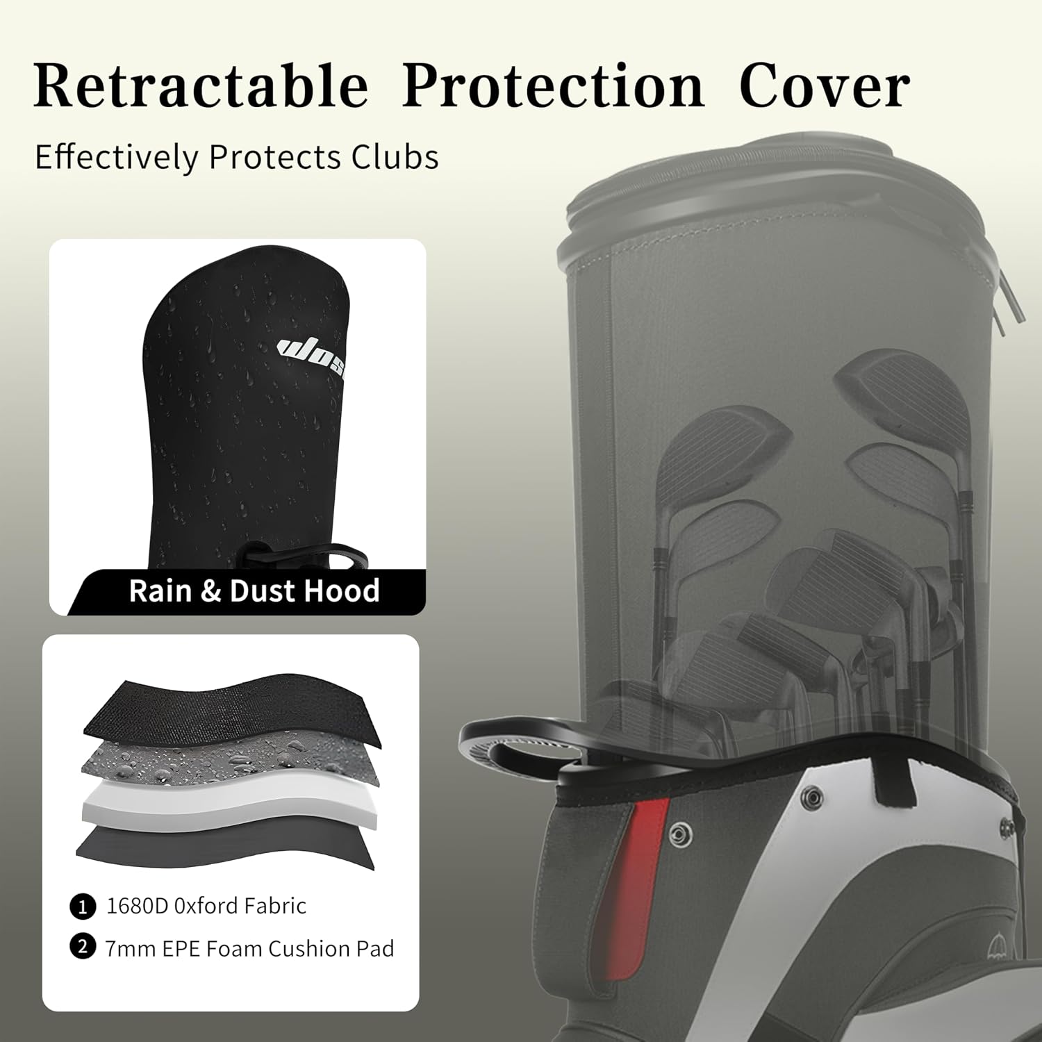 Golf Club Travel Bag with Wheels, Golf Cart and Travel Bag Retractable Cover,Golf Carry Bag for Men and Women, Multiple Storage Pockets, Shoe Compartment, Golf Cart Bag, 4 Colors to Choose from