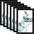 SESEAT 24x36 Picture Frame Black Set of 6, Display Pictures 24x36 Without Mat for Wall Mounting, Wall Gallery Poster Frames