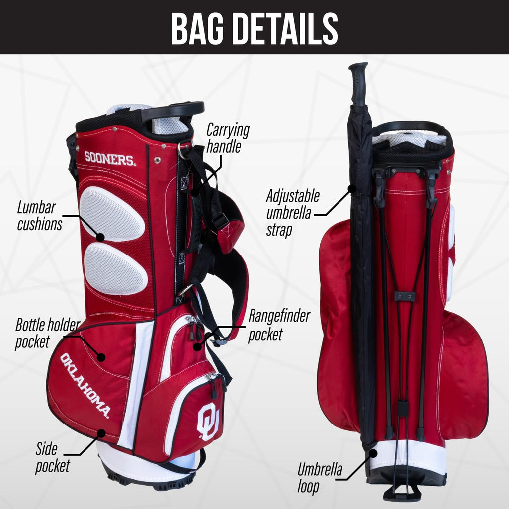 Team Golf NCAA Fairway Golf Stand Bag, Lightweight, 14-Way Top, Spring Action Stand, Insulated Cooler Pocket, Padded Strap, Umbrella Holder & Removable Rain Hood