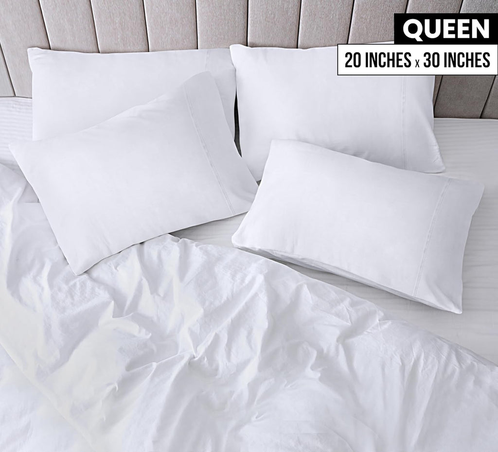 Utopia Bedding Queen Pillow Cases - 80 Pack - Envelope Closure - Soft Brushed Microfiber Fabric - Pillow Covers 20 X 30 Inches (Queen, White)