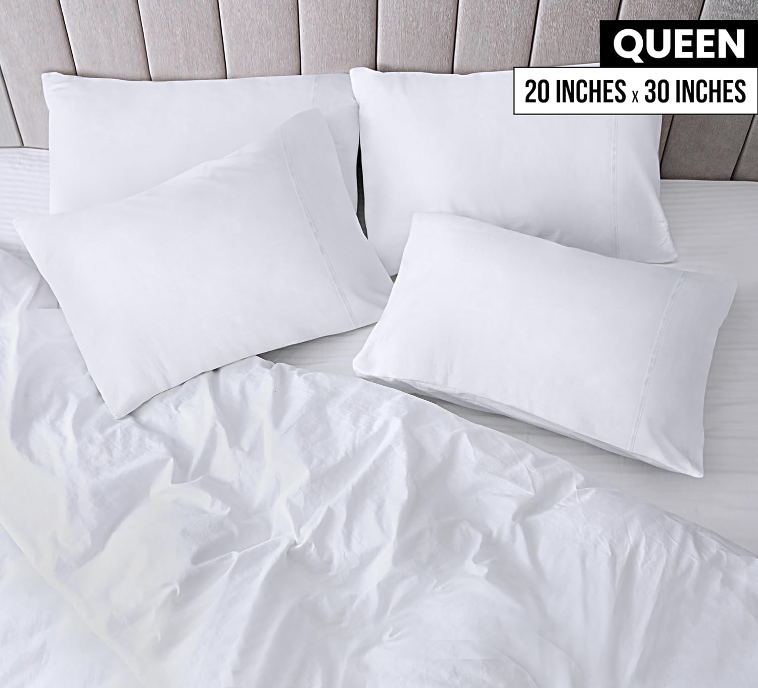 Utopia Bedding Queen Pillow Cases - 80 Pack - Envelope Closure - Soft Brushed Microfiber Fabric - Pillow Covers 20 X 30 Inches (Queen, White)