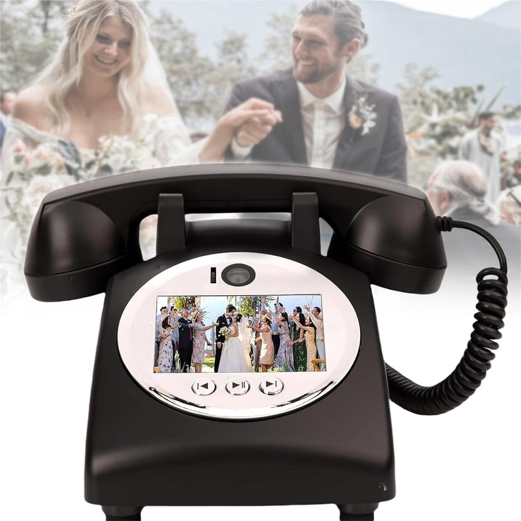 New Video Audio Guest Book Wedding Phone, 32G 1080P HD Video Audio Phone Guestbook, Creative Record Audio GuestBook for Wedding Bridal Shower, Birthday, Graduations, Baby Shower(Black)