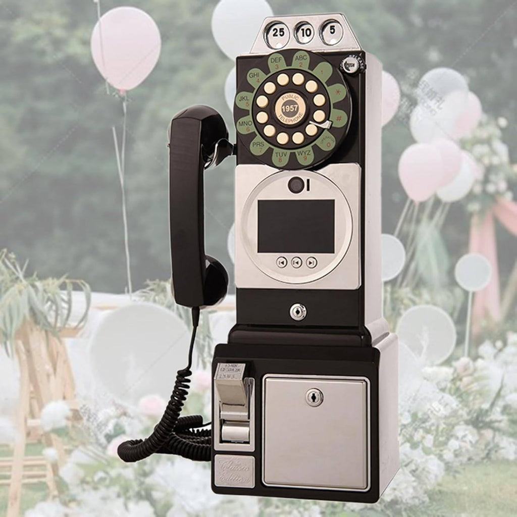 Video Audio Guest Book, 1080P Video Guestbook Wedding Phone, 32G 64G SD Card Customized Video Audio Guest Book with Lens Recording, Retro 1957's Style Vintage Audio Guest Book Audio Messages,Black-64G