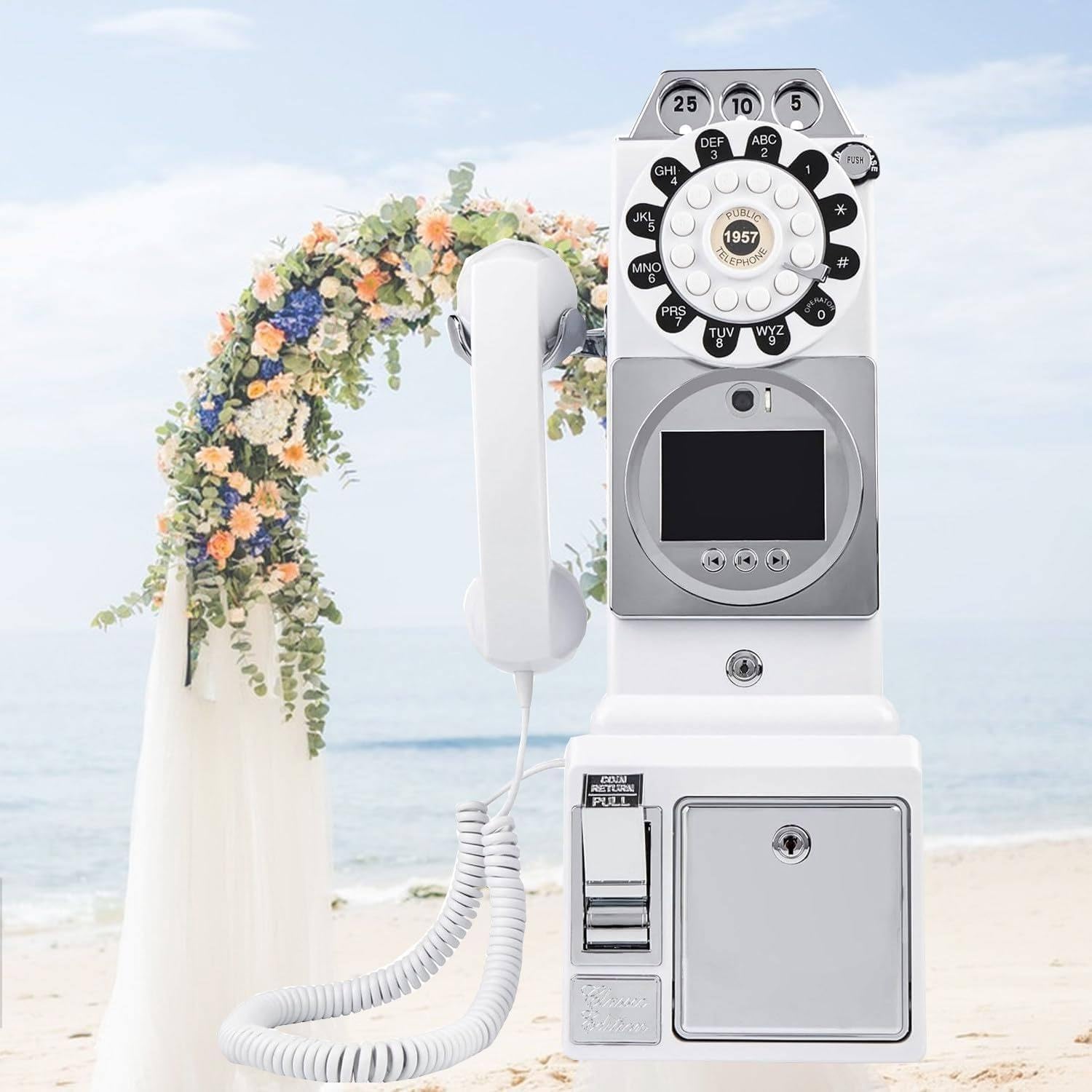 New Video Audio Guest Book Wedding Phone, 32G 1080P HD Video Audio Phone Guestbook, Creative Record Audio GuestBook for Wedding Bridal Shower, Birthday, Graduations, Baby Shower(White)