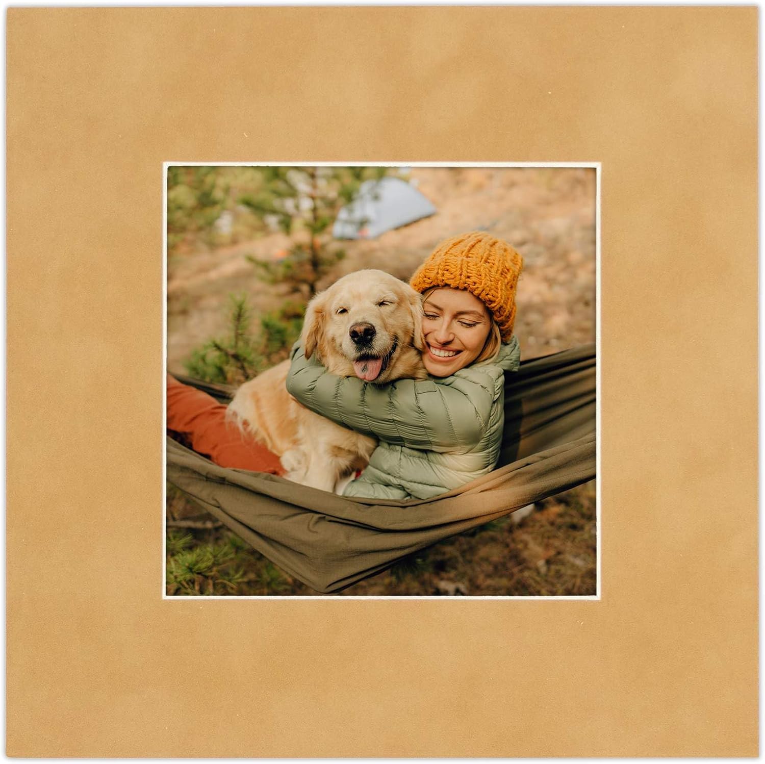 Poster Palooza Pack of TEN 11x14 Mats Bevel Cut for 8.5x11 Photos - Acid Free Beige Suede Precut Matboards For Pictures, Photos, Framing - 4-ply Thickness