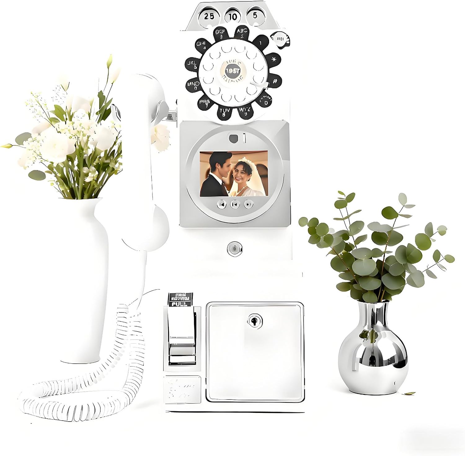 Customized Video Audio Guest Book for Weddings,Birthdays Graduations,Wedding Video Audio Guestbook,Usable for 6-7 Hours,Unique Phone Recording Alternative White