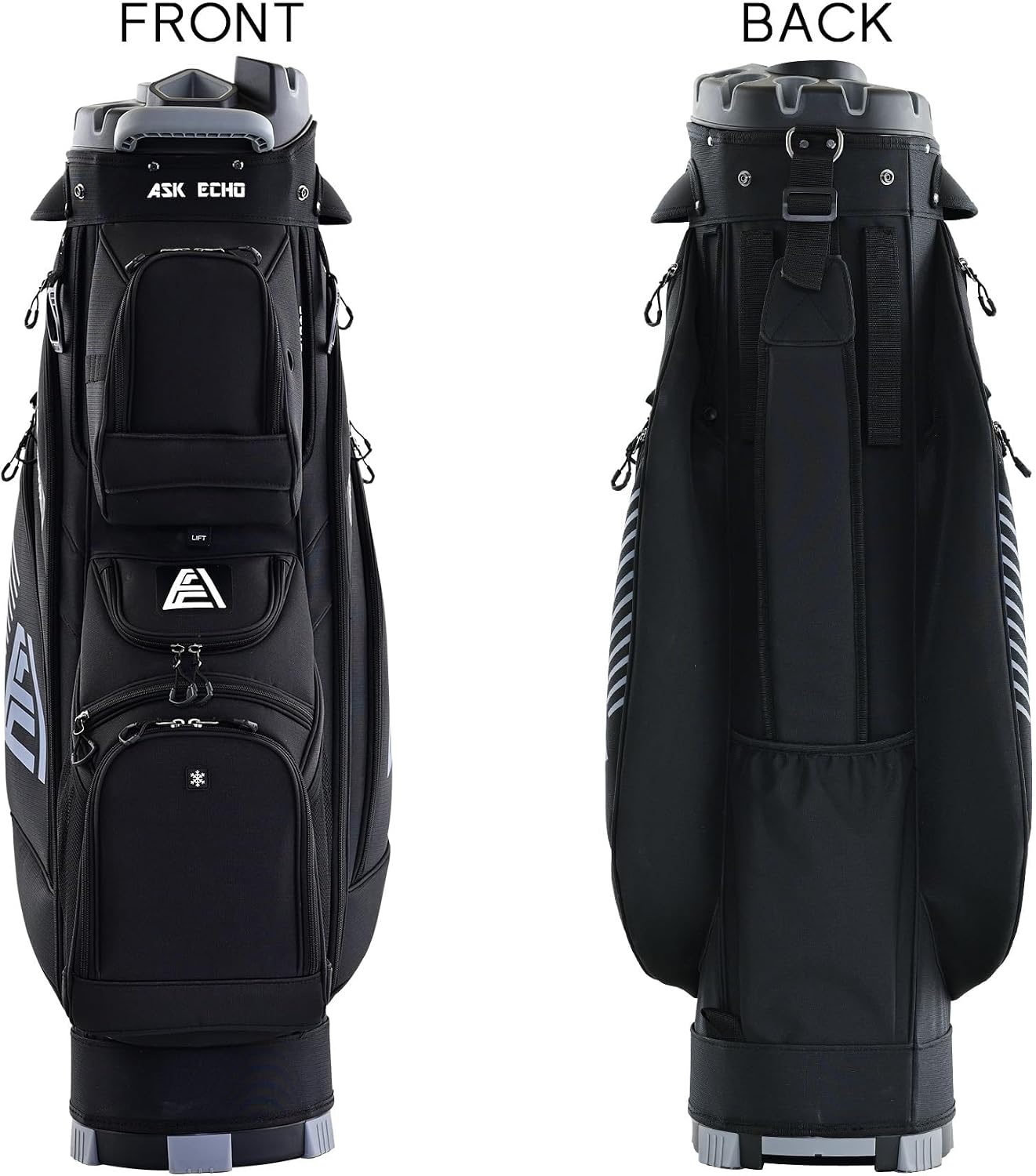ASK ECHO T-Lock Golf Cart Bag with 14 Way Organizer Divider Top, Premium Cart Bag with Handles and Rain Cover, for Men