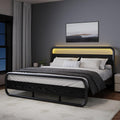 Catrimown King Size Bed Frame, Heavy Duty Metal Rustic King Platform Bed Frame with Wood Headboard, Under Bed Storage, Noise Free, No Box Spring Needed, Black