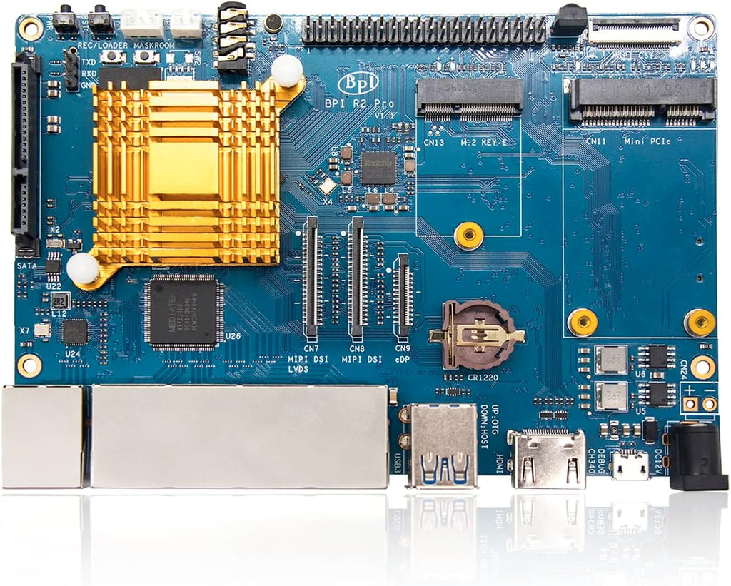 Banana Pi R2 Pro Smart WiFi Router Quad-core Cortex-A55 2GHz Dual Band Wireless Router Rockchip RK3568 with 2GB LPDDR4 +16GB eMMC Storage Support OpenWRT for NAS VPN Server