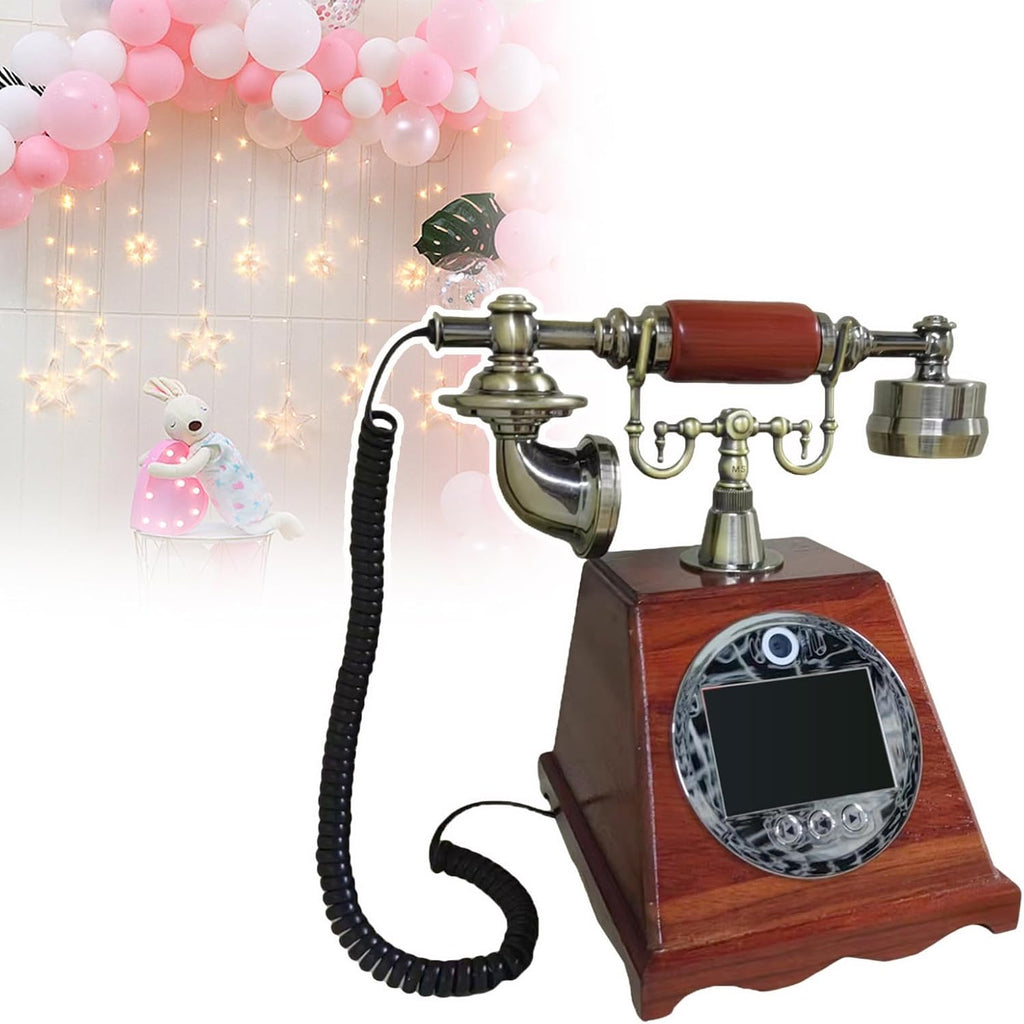 Vintage Wedding Phone Guestbook, Creative Record Audio GuestBook, Video Guestbook Wedding Phone, 99 Custom Photos, 7H Battery Life, 3.5In Screen, For Wedding Bridal Shower, Birthday, Graduations A