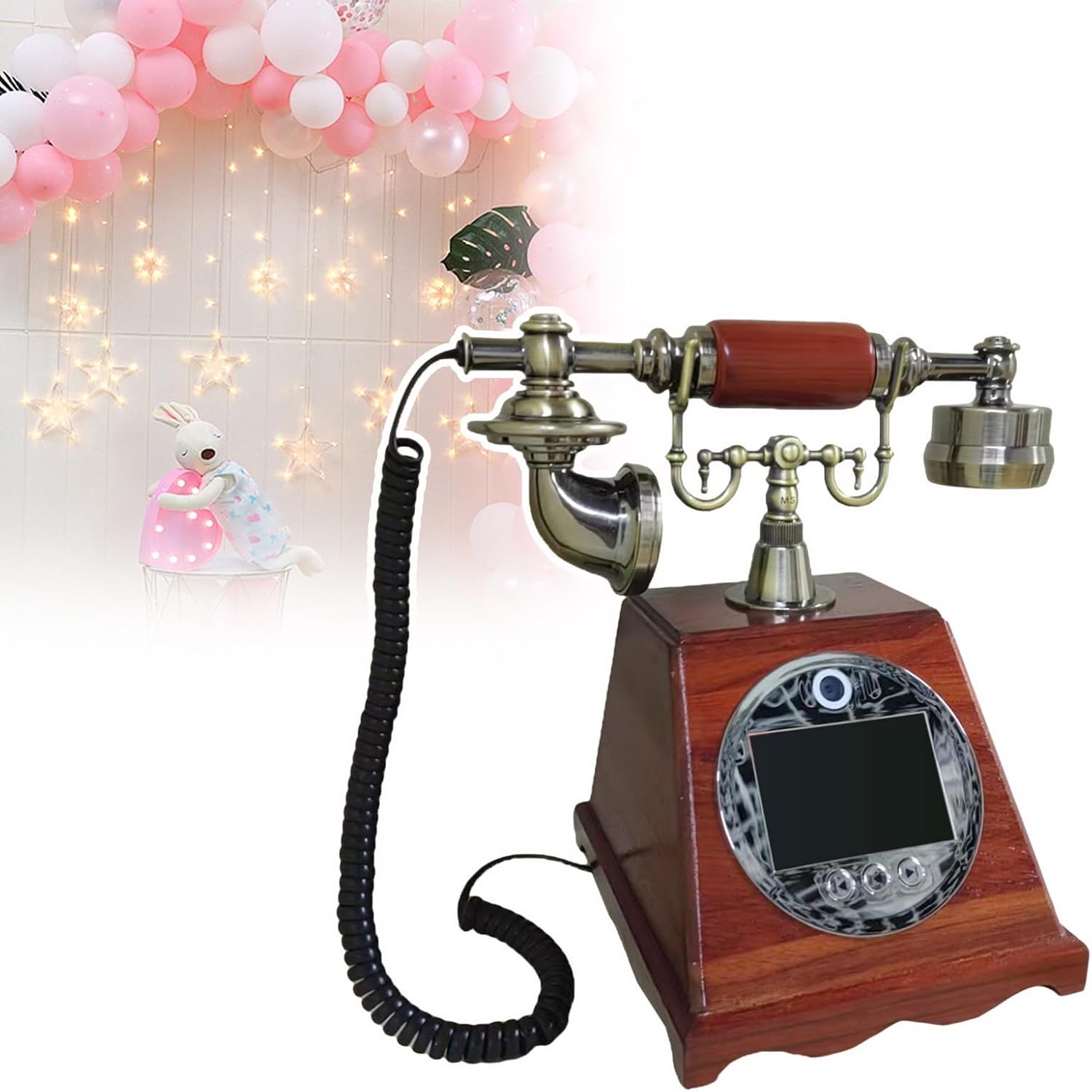 Vintage Wedding Phone Guestbook, Creative Record Audio GuestBook, Video Guestbook Wedding Phone, 99 Custom Photos, 7H Battery Life, 3.5In Screen, For Wedding Bridal Shower, Birthday, Graduations A