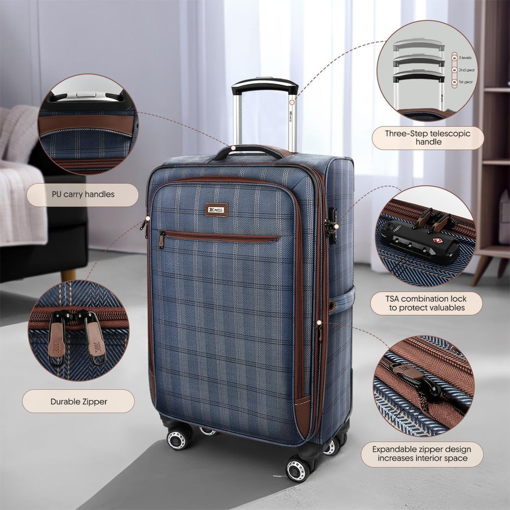 Expandable 20% Luggage-30 inch Luggage with Double Spinner Wheels-Softside Luggage w/TSA LOCK-Travel Luggage for Men Women,30''-COLOR-2