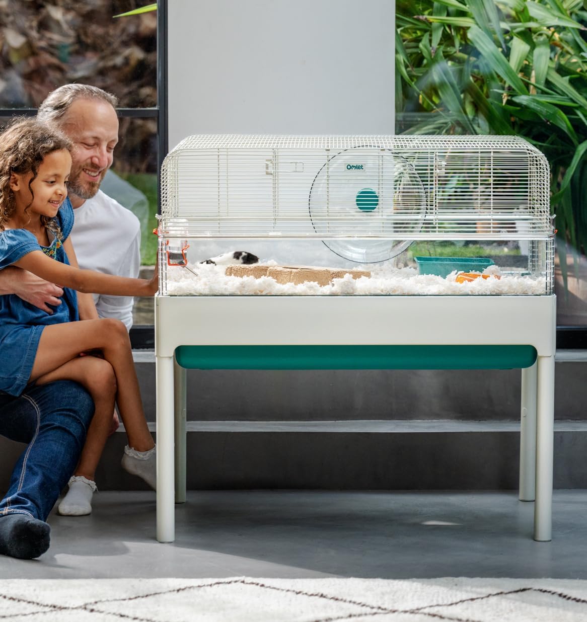 Omlet Hamster Cage with Stand | Large, Safe & Customizable Space | Easy Clean Habitat | Unique Anti Spill Bedding Tray | Includes a Hamster Silent Wheel, Food Bowl, Water Bottle & 2 Hides
