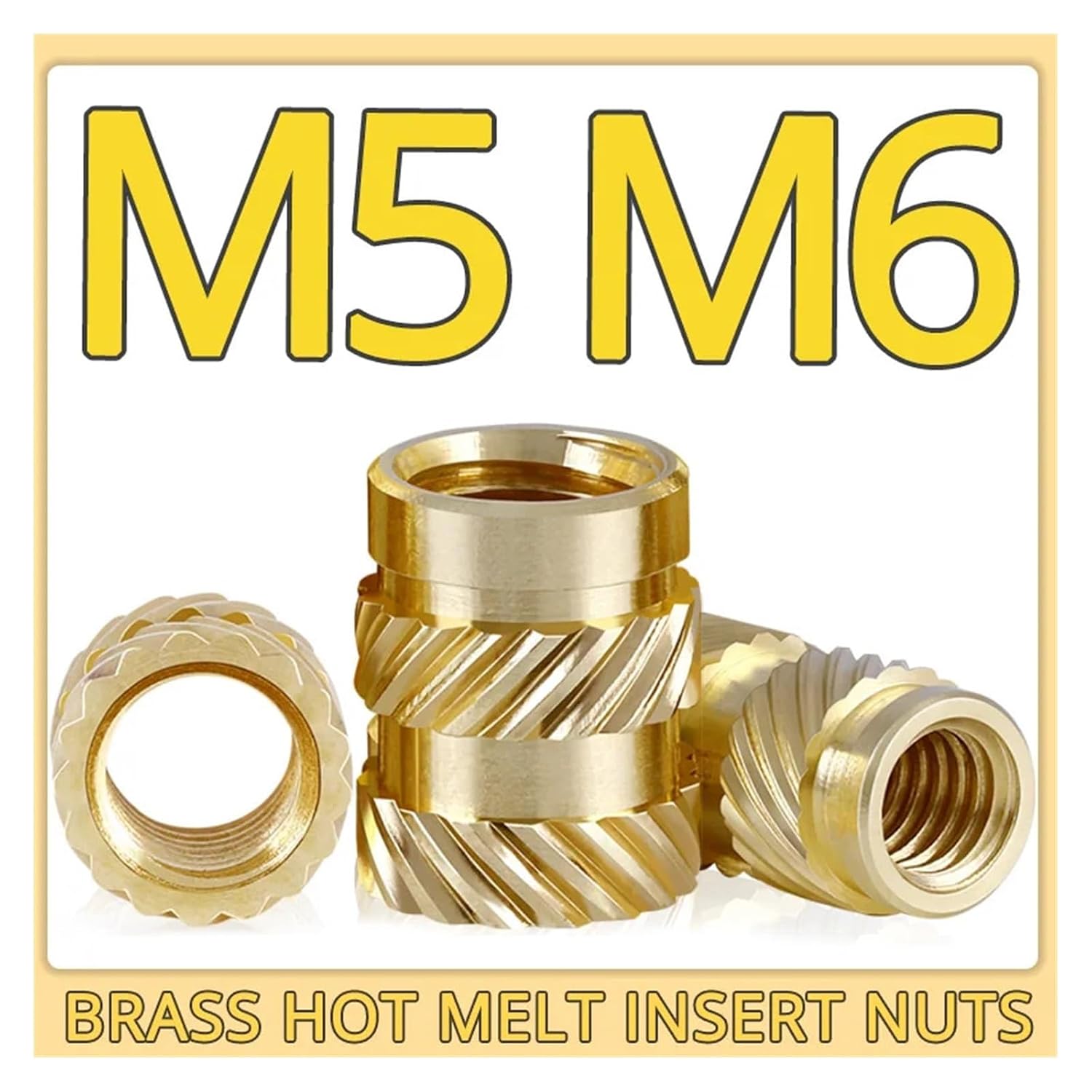 300pcs M5 M6 Heat Threaded Insert Nuts Brass Hot Melt Molding Knurled Injection Metal Copper Lock Nut for 3D Printer(M6x9.5x9.5 (300pcs))