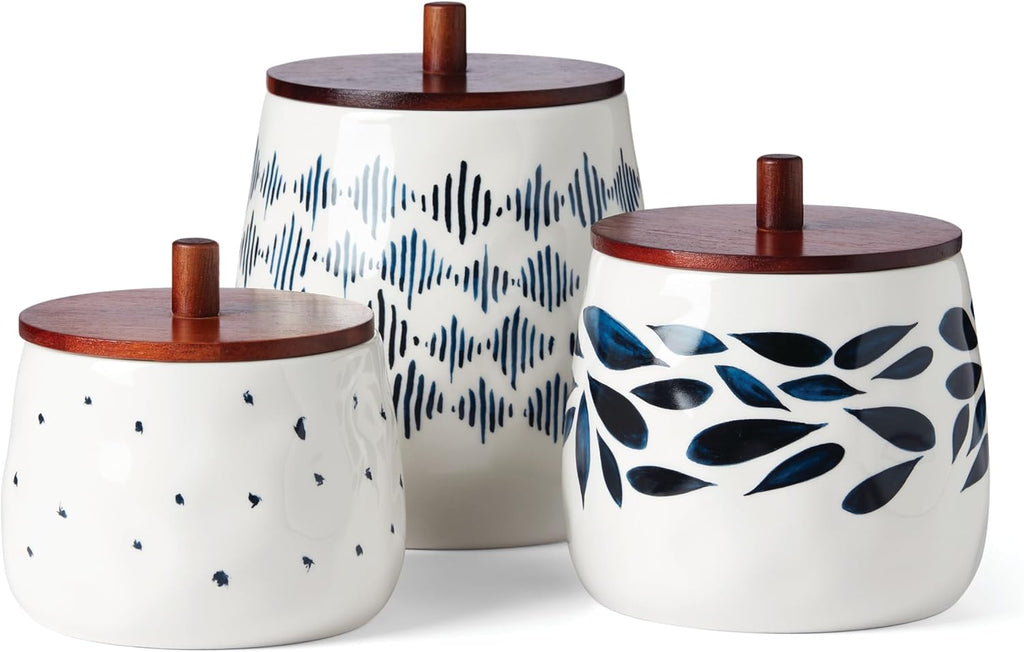 Lenox Blue Bay Dinnerware & Serveware Collection, Porcelain Tableware, Canister Set, 3-Piece