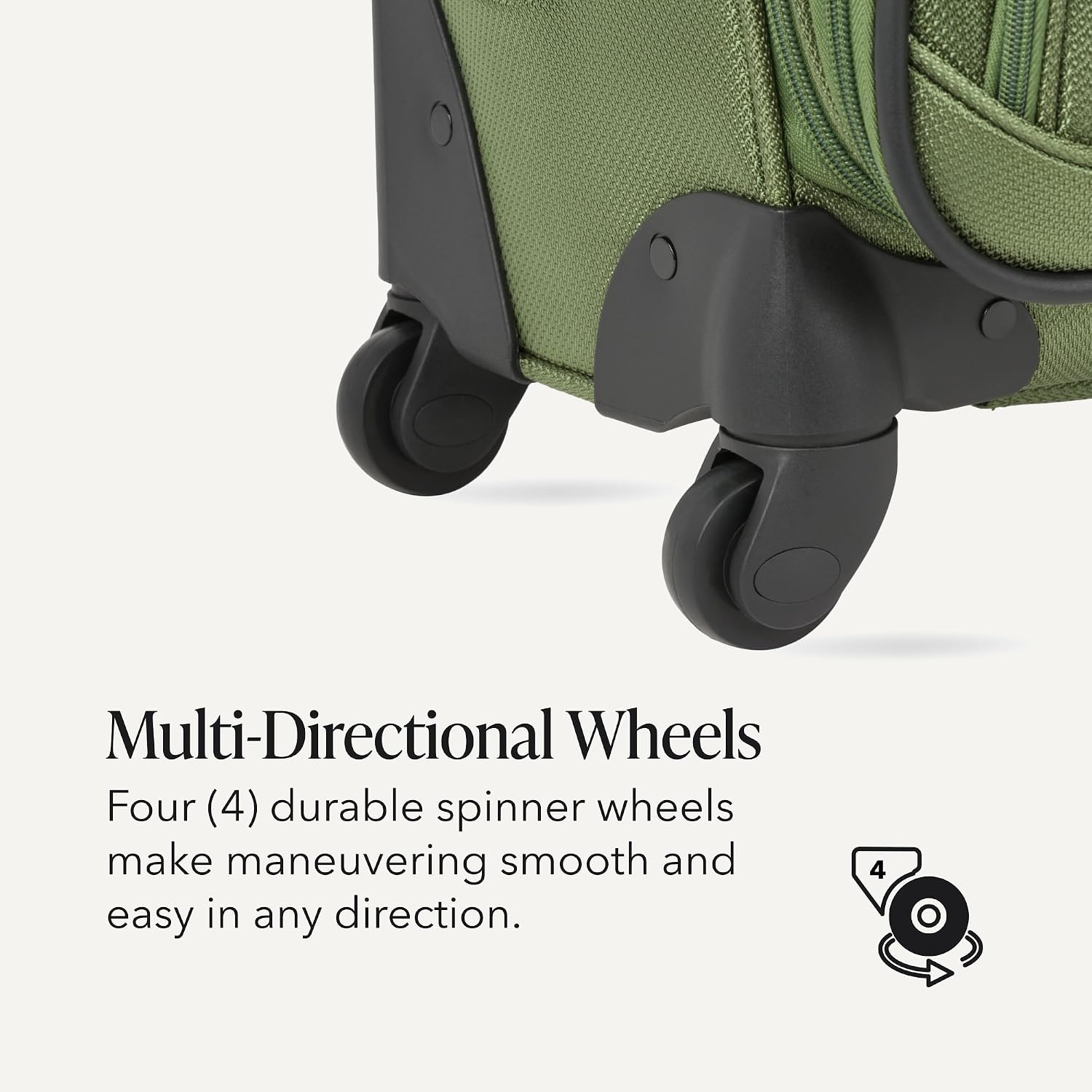 SWISSGEAR Sion Softside Expandable Spinner Luggage Durable Lightweight Travel Suitcase, Evergreen, Carry-On