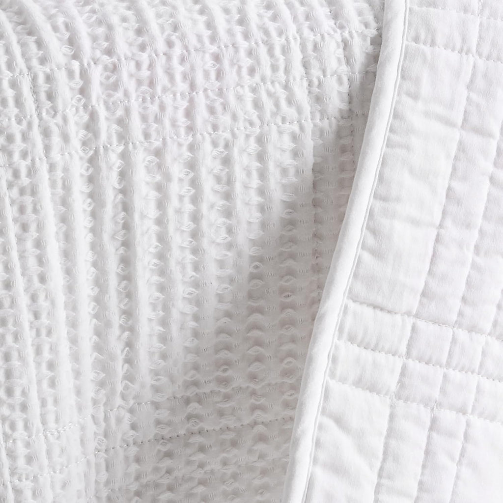 Levtex Home Cloud Waffle Full/Queen Quilt Set (88x92in) and 2 Pillow Shams (26x20) - Box Quilted Waffle Texture - Bright White - Cotton Full/Queen Size Quilt Bedding Set - Lightweight Soft Pre-Washed
