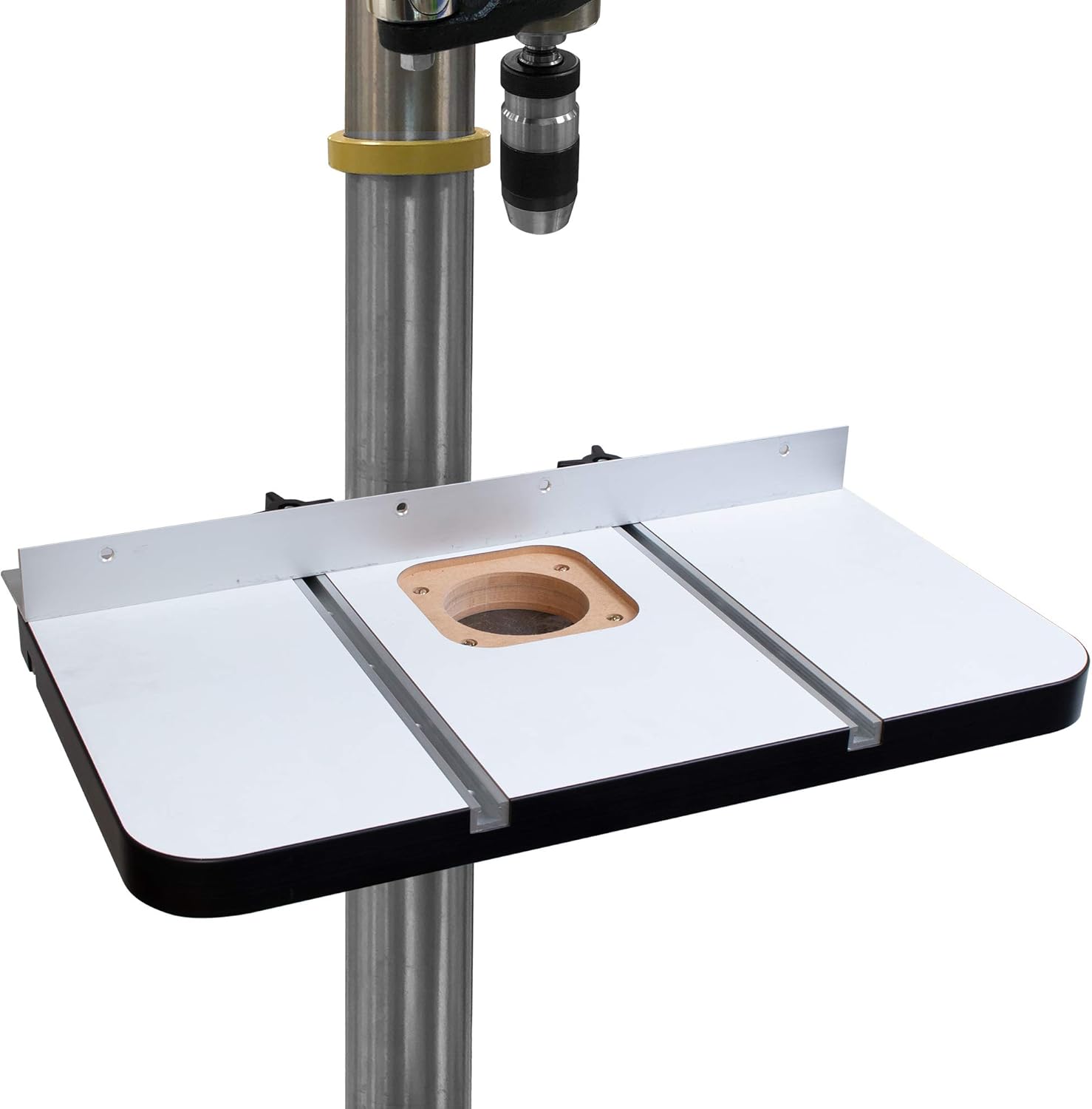 Fulton Drill Press Table 15' x 24' x 1-3/8' Thick with Aluminum L Fence, 2 Each 3/8' Hold Downs and 2 Zero Clearance Inserts