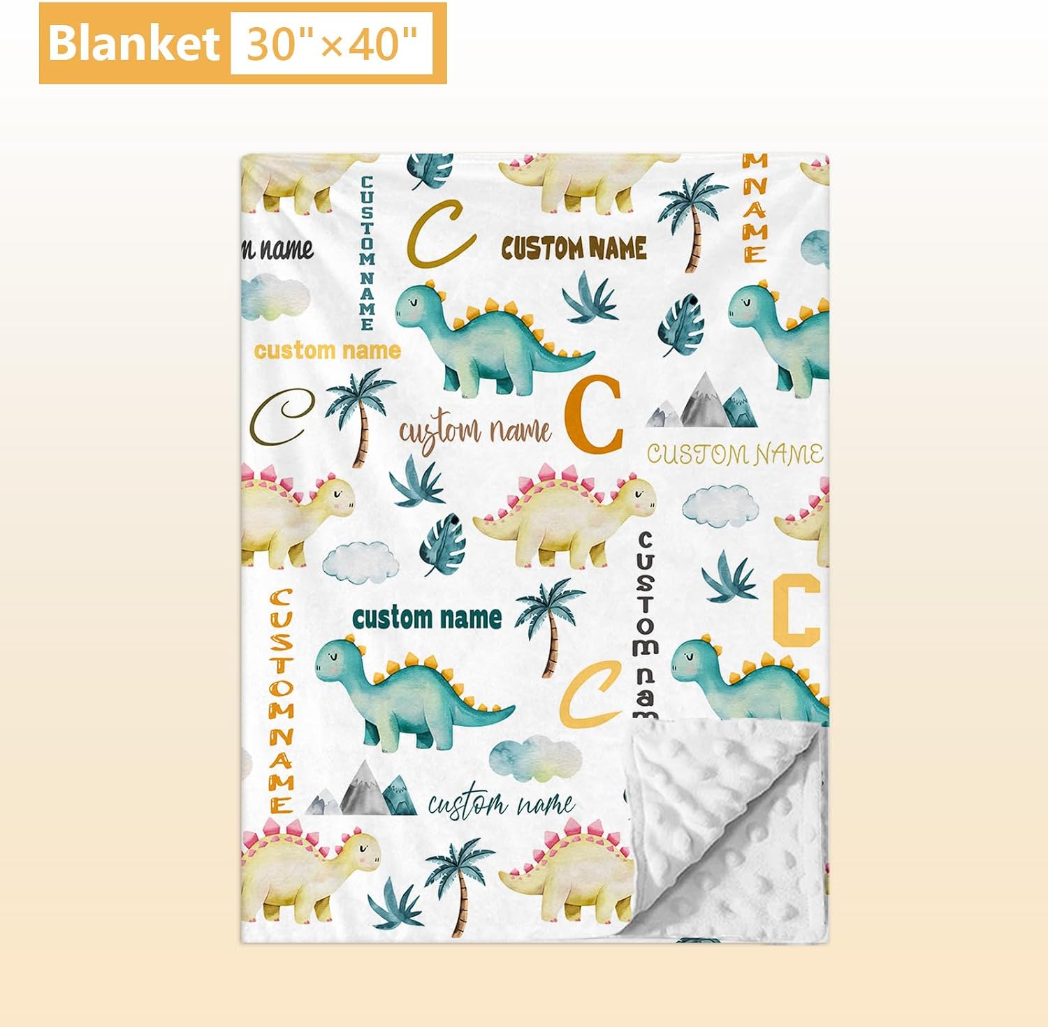 Terwex Personalized Baby Crib Set, 5 Pcs Baby Boy Crib Bedding Set, Custom Name Dinosaur Baby Crib Bedding Set Neutral, Double Layer Flannel Nursery Bedding Set, Customized Gifts for Toddler Infant