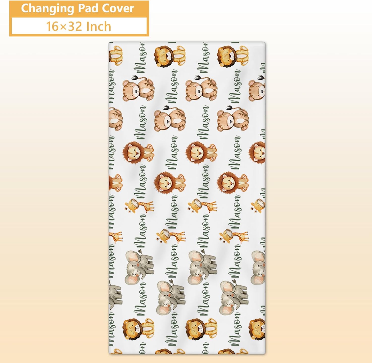 Terwex Personalized Baby Bedding Set, 5 Pcs Custom Name Baby Crib Sets, Safari Animal Crib Bedding Set for Baby Boys Girls, Double Layer Flannel Nursery Bedding Set, Toddlers Infants Customized Gifts