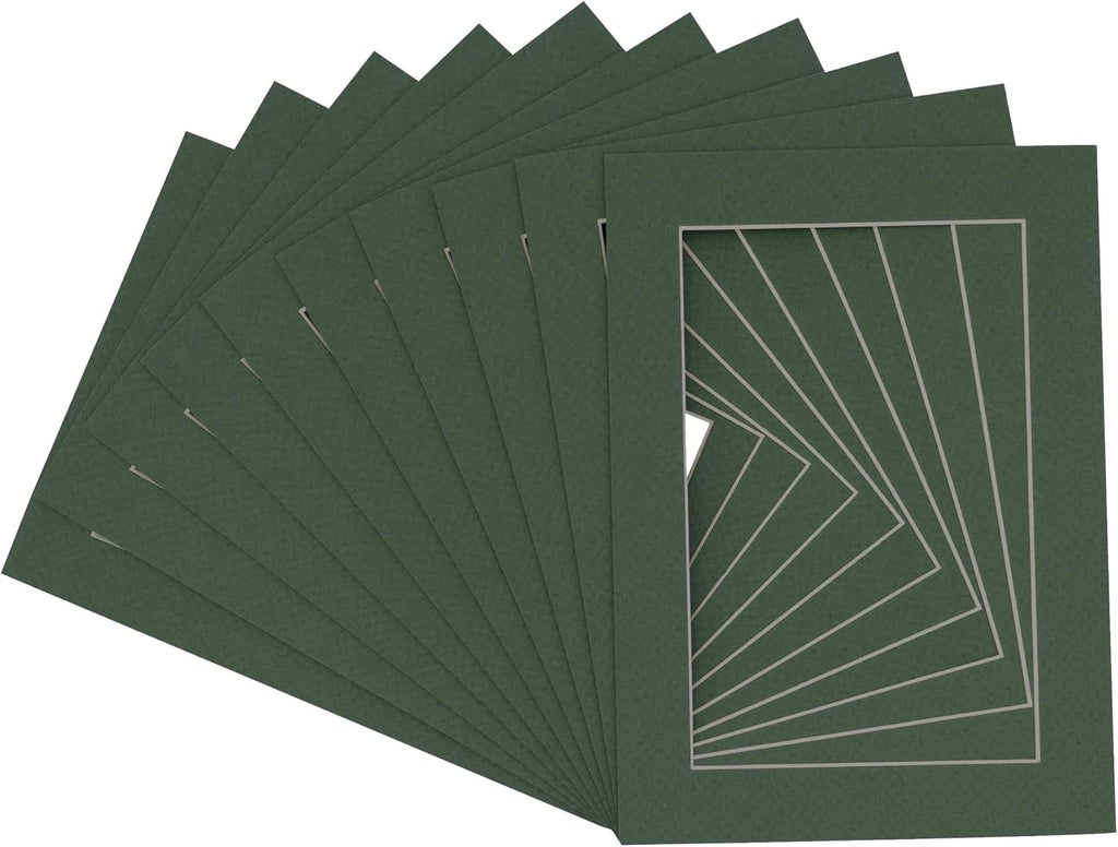 8.5x11 Mat for 11x14 Frame - Precut Mat Board Acid-Free Show Kit with Backing Board, and Clear Bags Hunter Green 8.5x11 Photo Matte For a 11x14 Picture Frame Matboard for Framing, Pack of 100 Mats