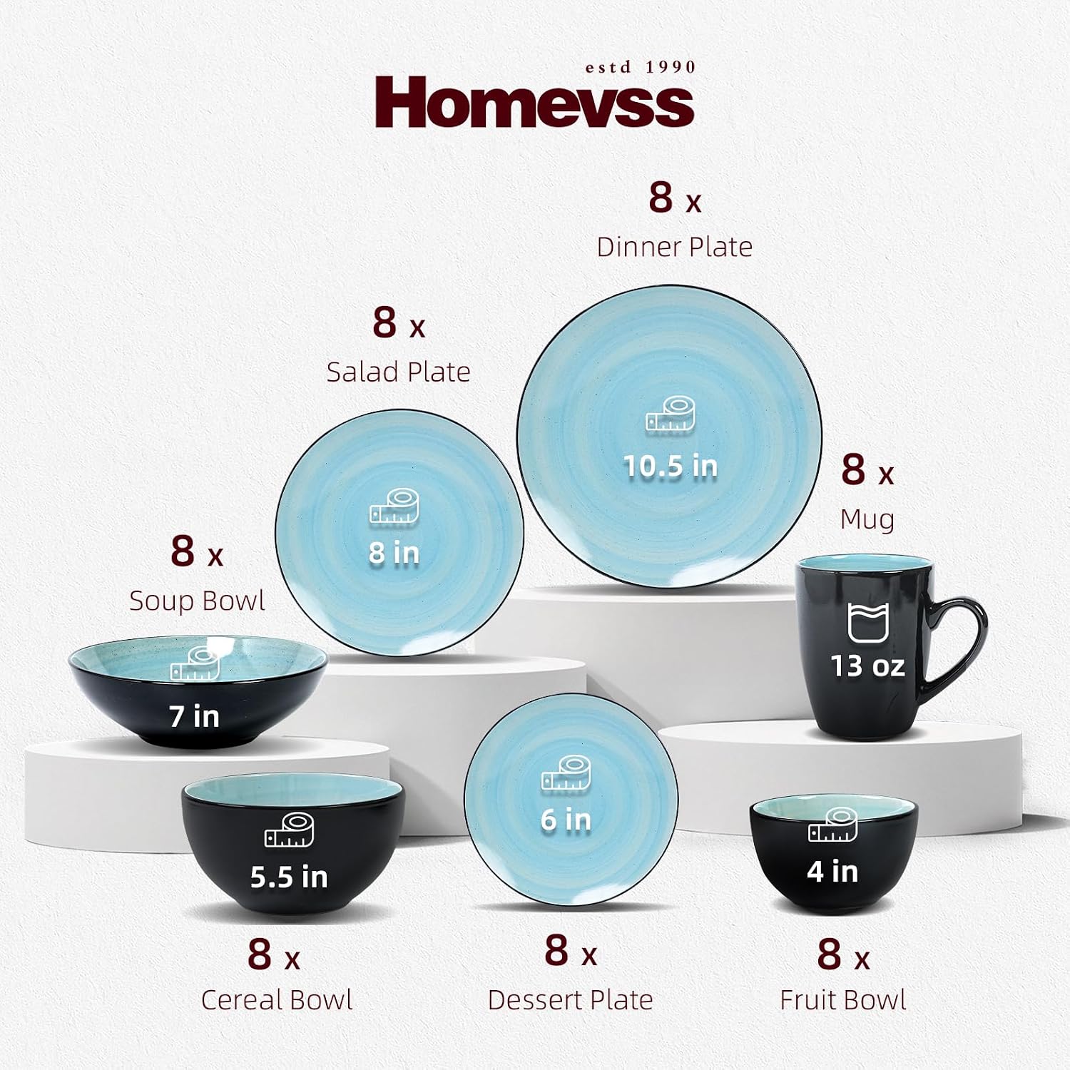 Stoneware Sonoma 56pc Dinnerware Set, Black + Speckled Spin Wash Turquoise