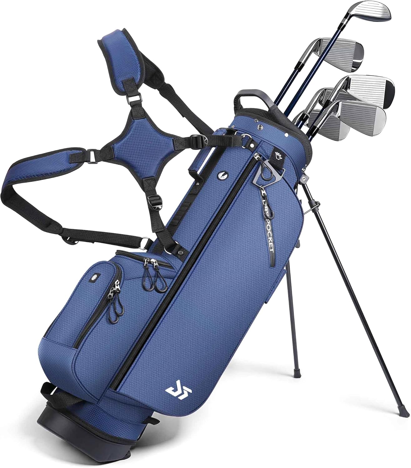 Golf Stand Bag with Cooler Pocket, Lightweight Sunday Carry Bag with Glove Patch & Tee Holder, Portable for Driving Range & Par 3 Course, Men & Women