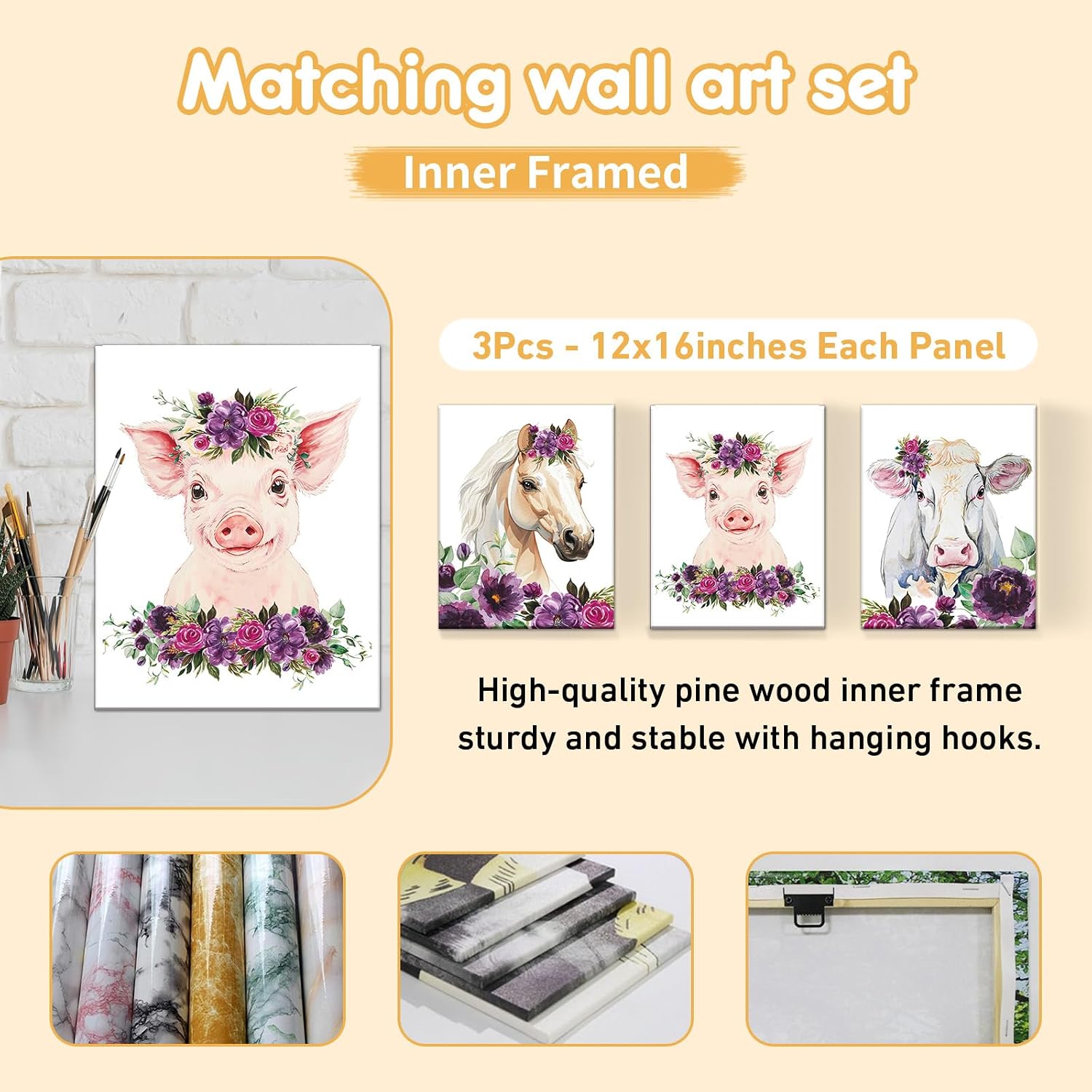 Terwex Custom Baby Crib Bedding Set, 5 Pcs Personalized Name Baby Crib Sets for Infant Toddler, Floral Horse Nursery Bedding Set for Baby Girls, Double Layer Baby Bedding Sets, Gifts for New Parents