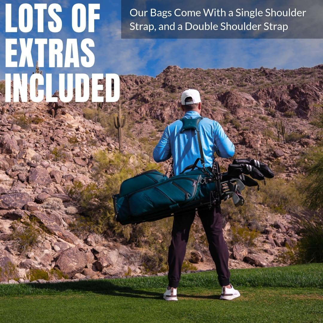 CADDYDADDY Upgraded Hybrid Luxury Golf Stand Bag, Tour Grade Synthetic Leather w/ScratchGuard, 14 Way or 6 Way Dividers, 2 Cooler Pockets, Magnetic Felt-Lined Pocket, Ball and Accessory Pocket
