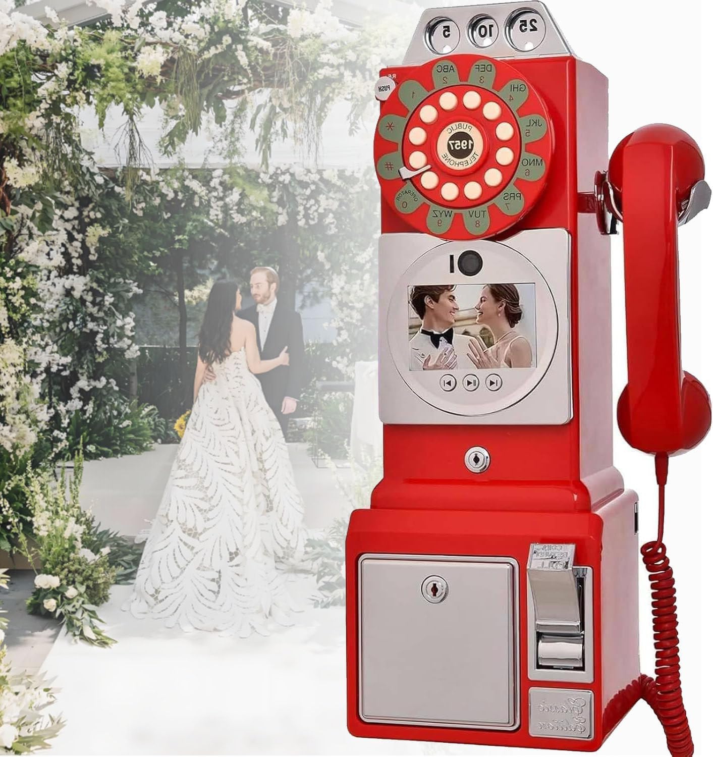 Audio Guest Book Wedding Phone, Audio Phone guestbook, Unique Phone Voice Recorder, Audio guestbook Like Leaving A Voicemail Message, Preserve Your Special Occasions,Red-32G