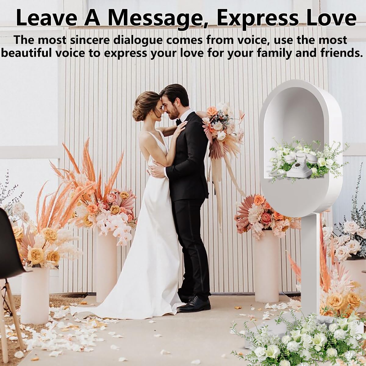 Romantic Audio Guest Book Phone Booth Audio Guestbook Telephone Stand for Wedding Birthdays Party Graduation Baby Shower Christmas Special Occasions Decoration