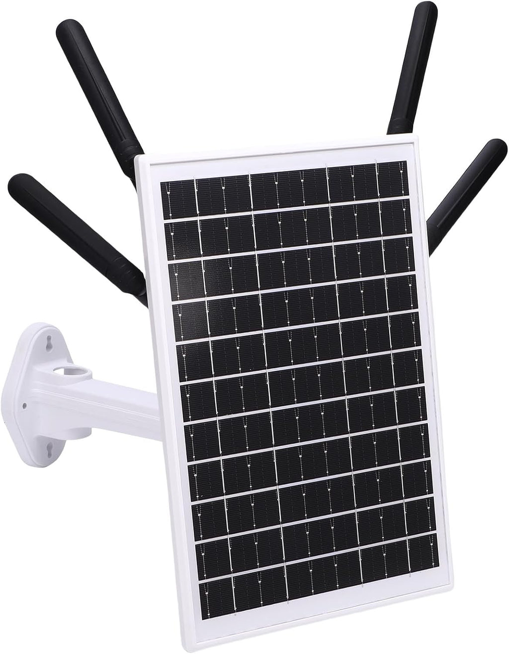 Fdit Outdoor 4G Solar Router, IP66, 12W Solar Panel, 300Mbps Extender with SIM Card Slot for Farms and Construction Sites (Black Antennae)