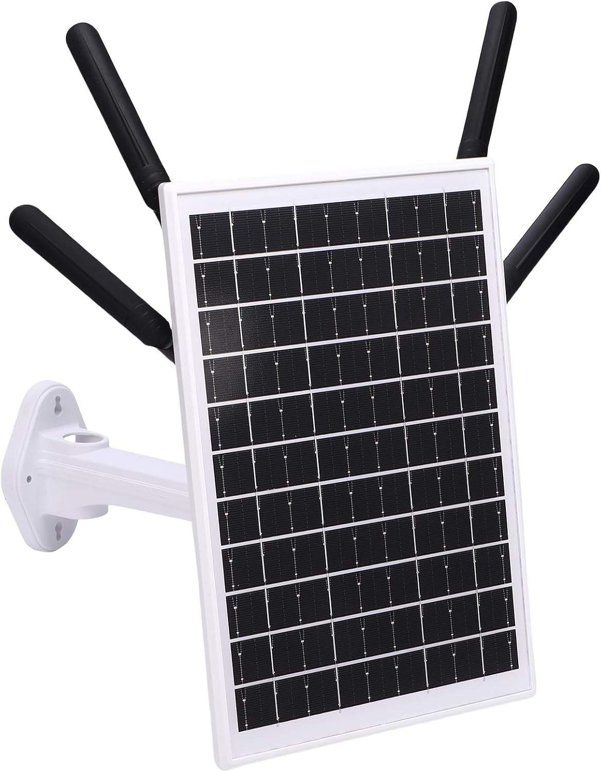 Fdit Outdoor 4G Solar Router, IP66, 12W Solar Panel, 300Mbps Extender with SIM Card Slot for Farms and Construction Sites (Black Antennae)