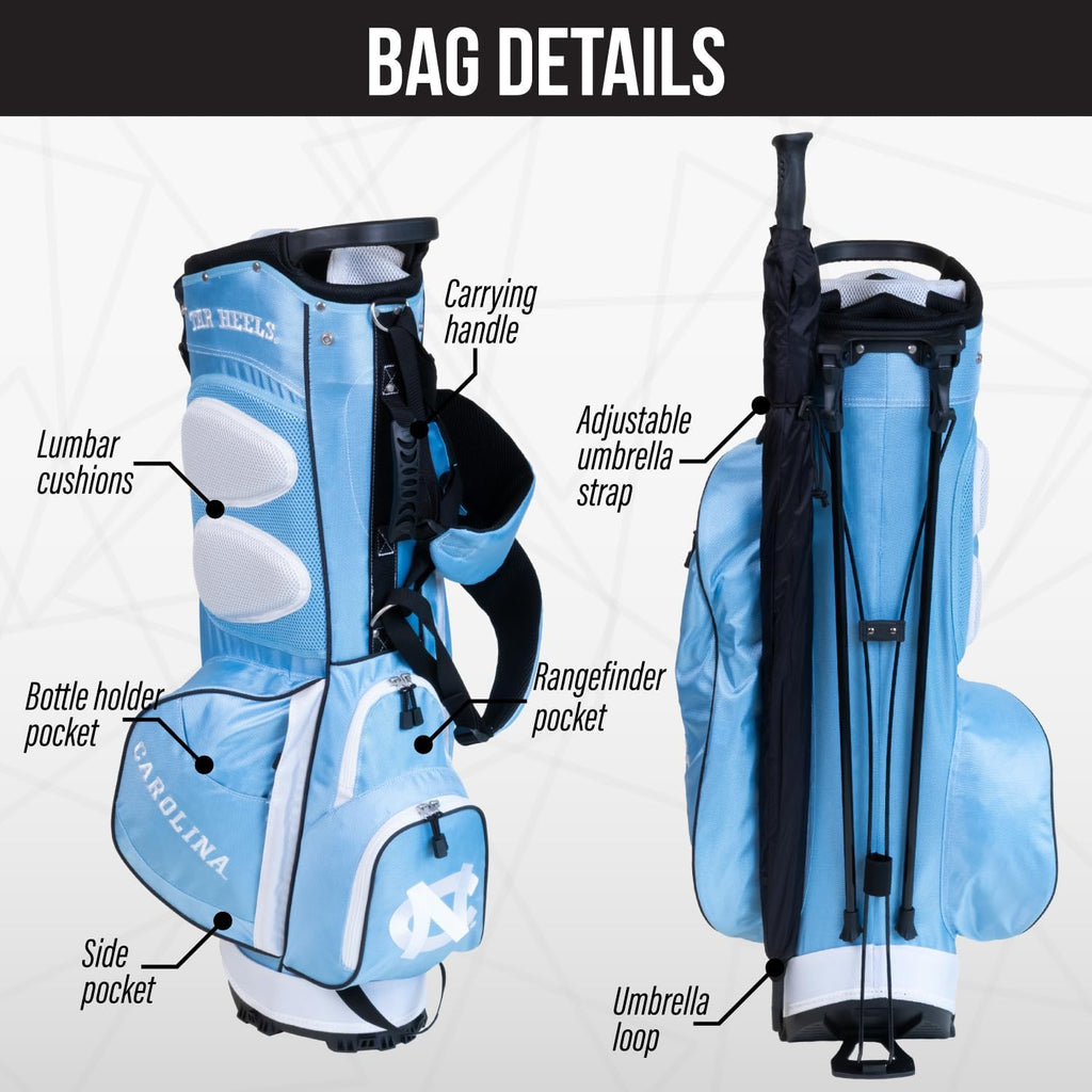 Team Golf NCAA Fairway Golf Stand Bag, Lightweight, 14-Way Top, Spring Action Stand, Insulated Cooler Pocket, Padded Strap, Umbrella Holder & Removable Rain Hood