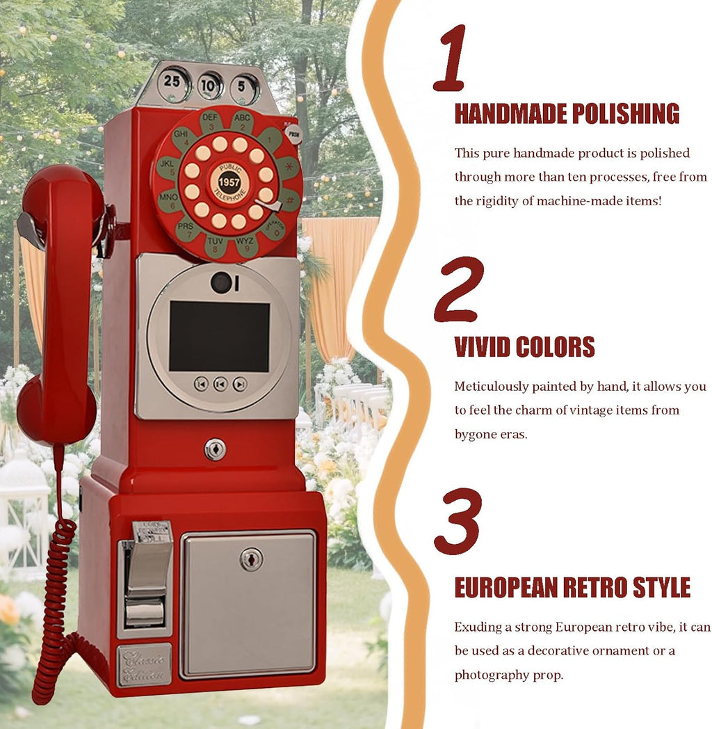 Video Audio Guest Book Recorder, 32gb Storage, Retro Message Recording Device with Adjustable Brightness, Easy-to-use Message Phone for Party Engagement Birthday Wedding Family Gatherings red