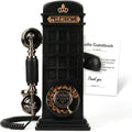 Audio Guest Book Wedding Phone with Vintage Phone Booth Design, Record Customized Audio Message Guest Book for Wedding, Party and Gathering, Black