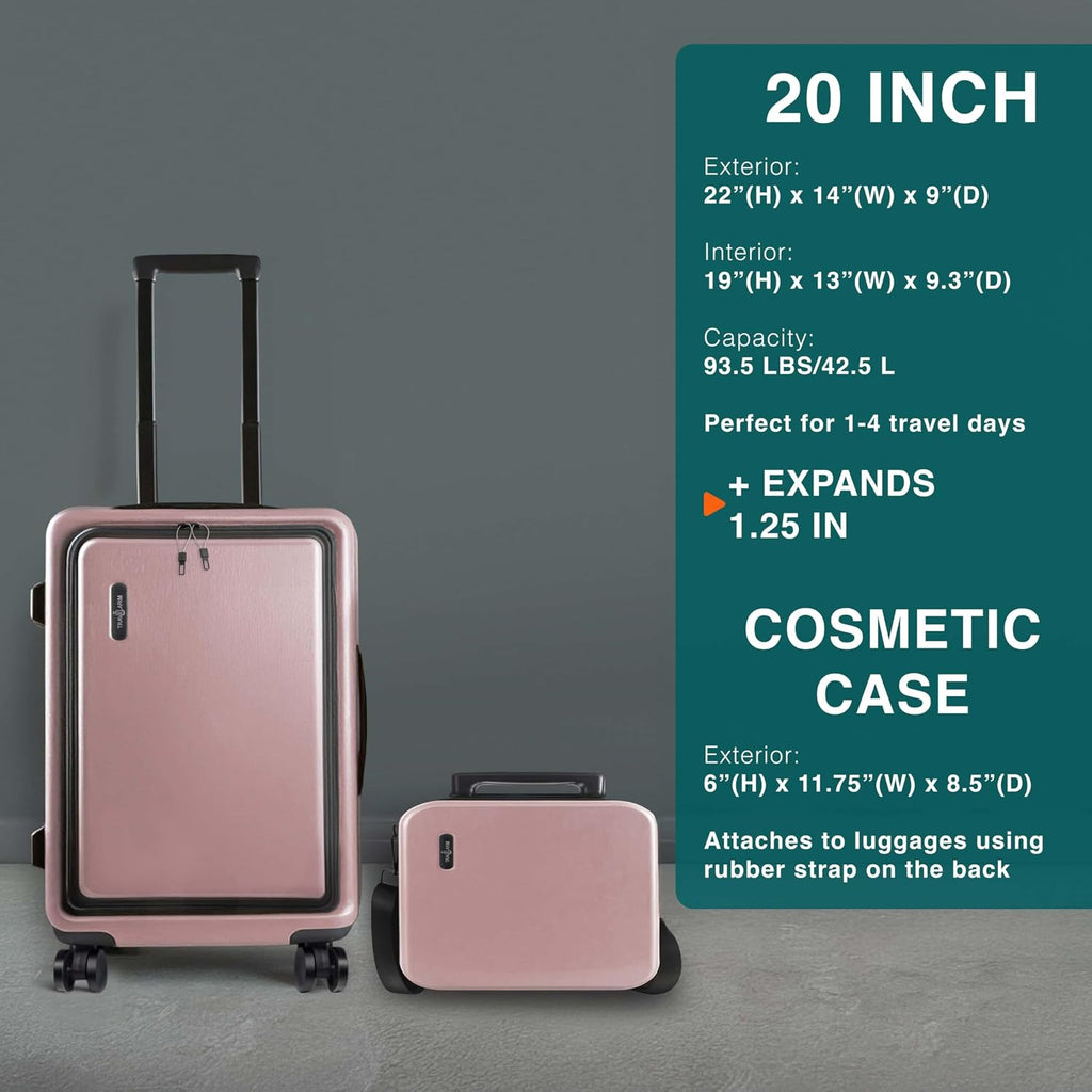 TRAVELARIM Luggage Sets 3 Piece, 20 Inch Carry on Luggage and 24 Inch Suitcases with Wheels Spinner, Durable Hard Shell Suitcase Set, Expandable Travel Suitcase, Pink