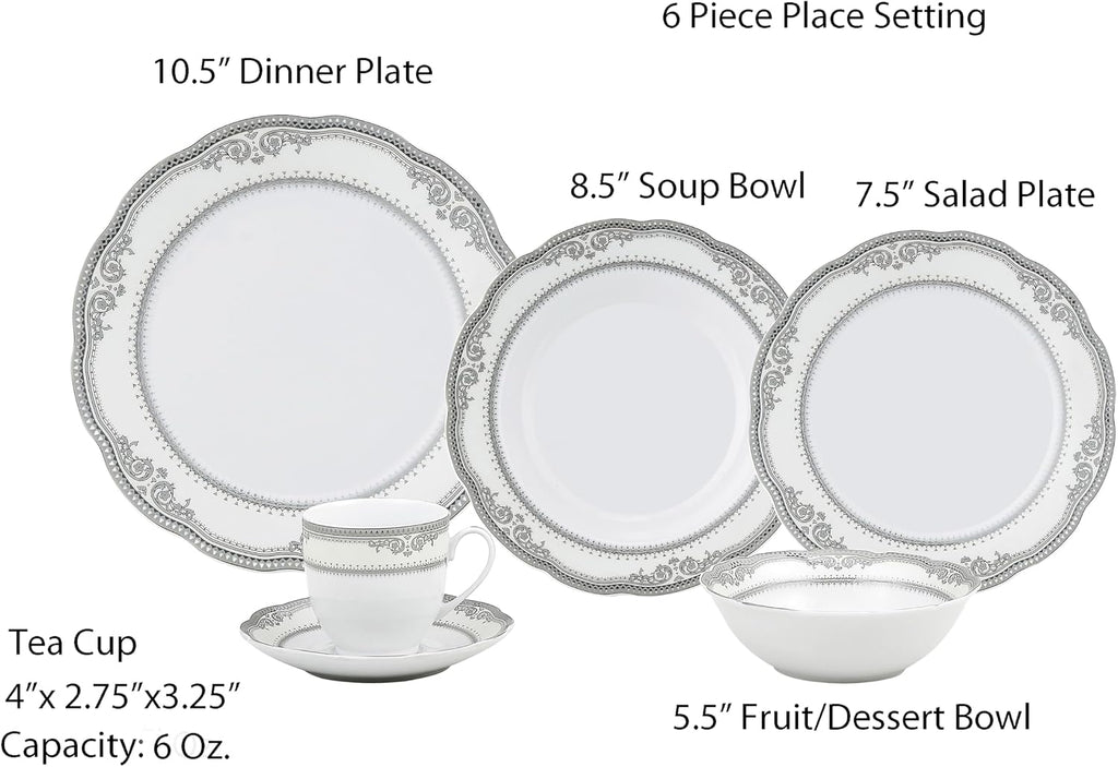 Lorenzo Import Victoria 57-Piece Wavy Porcelain Dinnerware Set